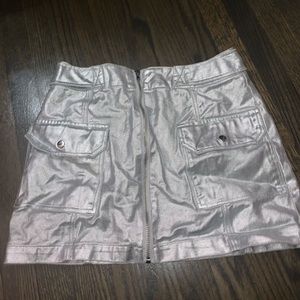 silver mini skirt